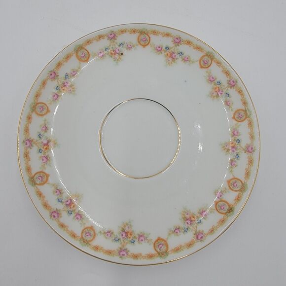 Vintage MZ Austria Habsburg China Teacup Saucer Floral Porcelain Gold Trim - Picture 9 of 11